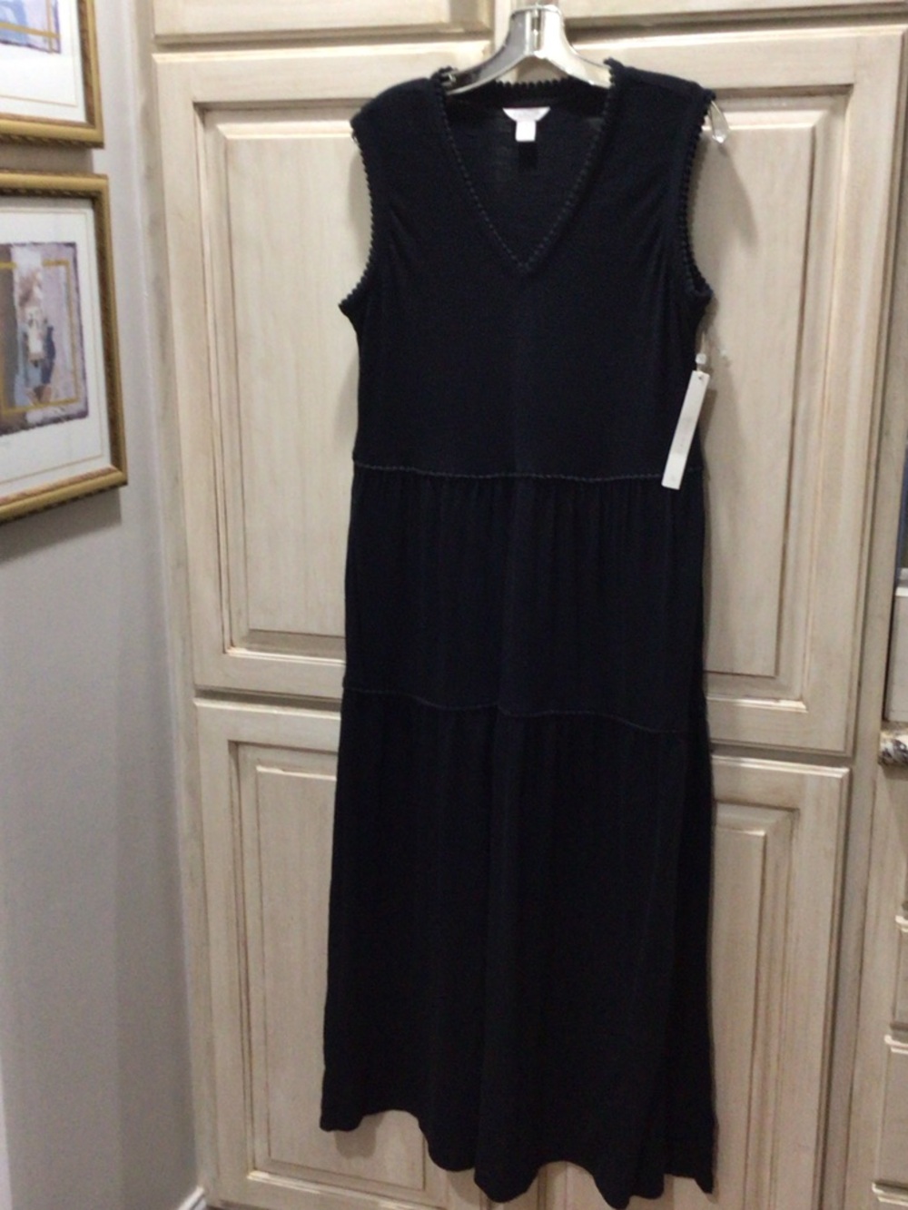 Caslon Black Sleeveless V-Neck Tiered Maxi Dress